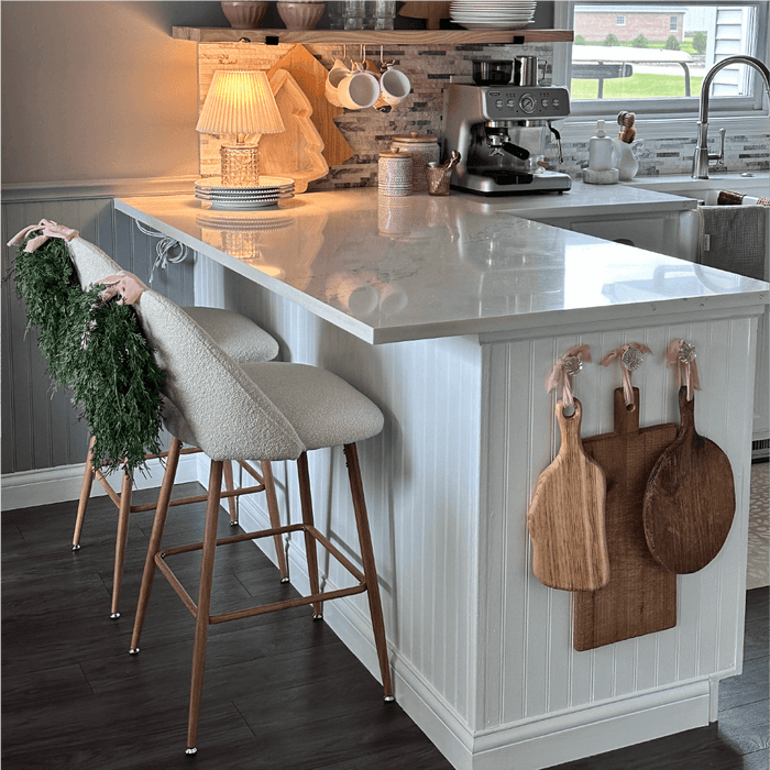 Boucle Upholstered Counter Stool