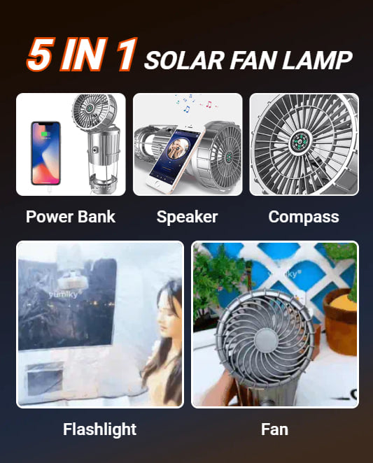 Portable LED Camping Lantern With Fan 5 in 1