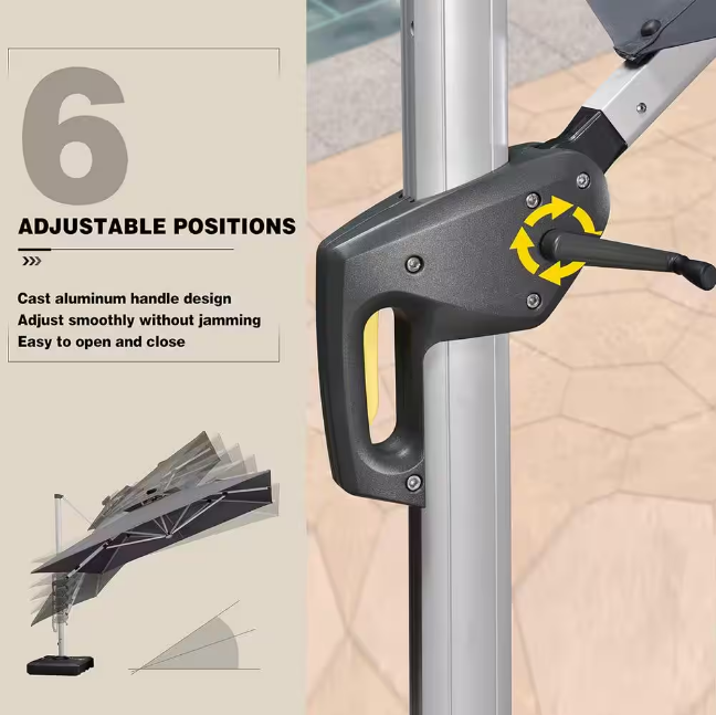 Square High-Quality Aluminum Cantilever Outdoor Patio Umbrella