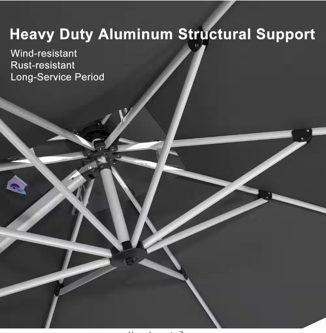 Square High-Quality Aluminum Cantilever Outdoor Patio Umbrella