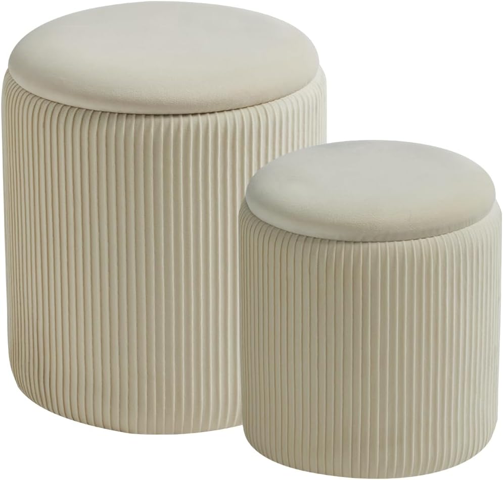 Chenille Storage Ottoman Set