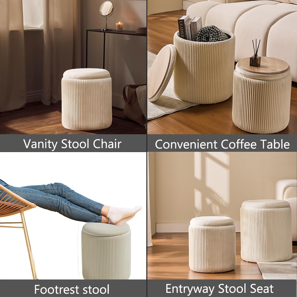 Chenille Storage Ottoman Set