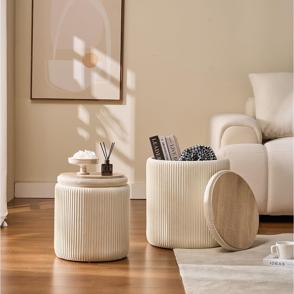 Chenille Storage Ottoman Set