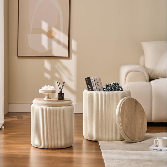 Chenille Storage Ottoman Set