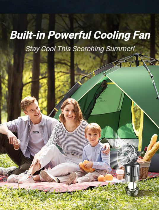 Portable LED Camping Lantern With Fan 5 in 1