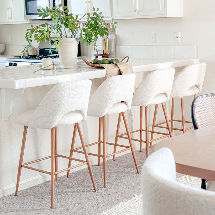 Boucle Upholstered Counter Stool