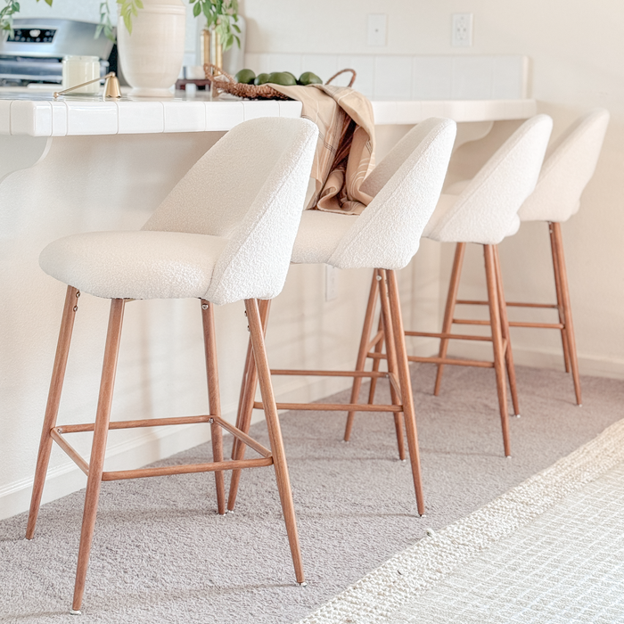 Boucle Upholstered Counter Stool