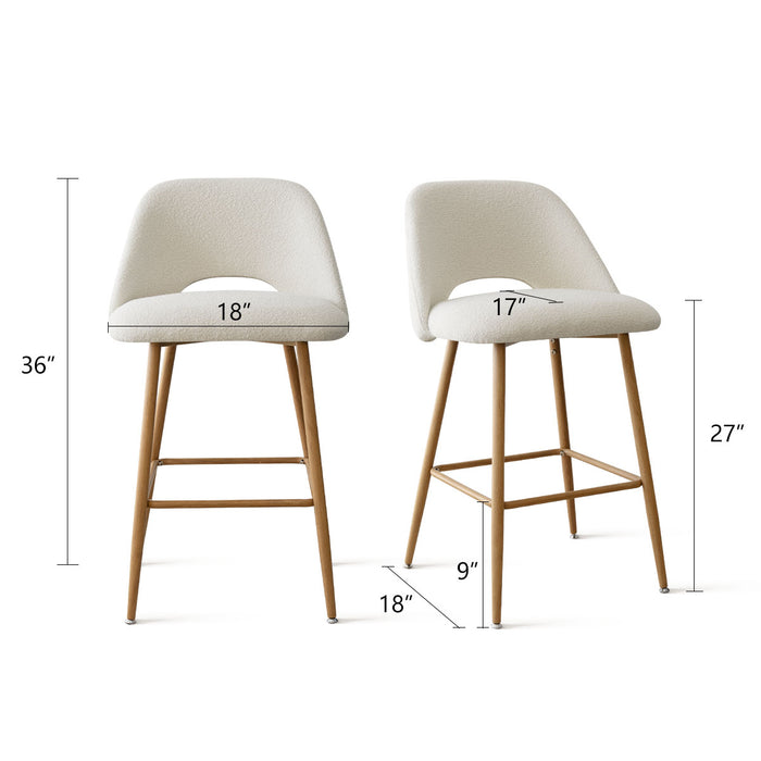 Boucle Upholstered Counter Stool