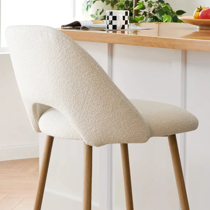 Boucle Upholstered Counter Stool