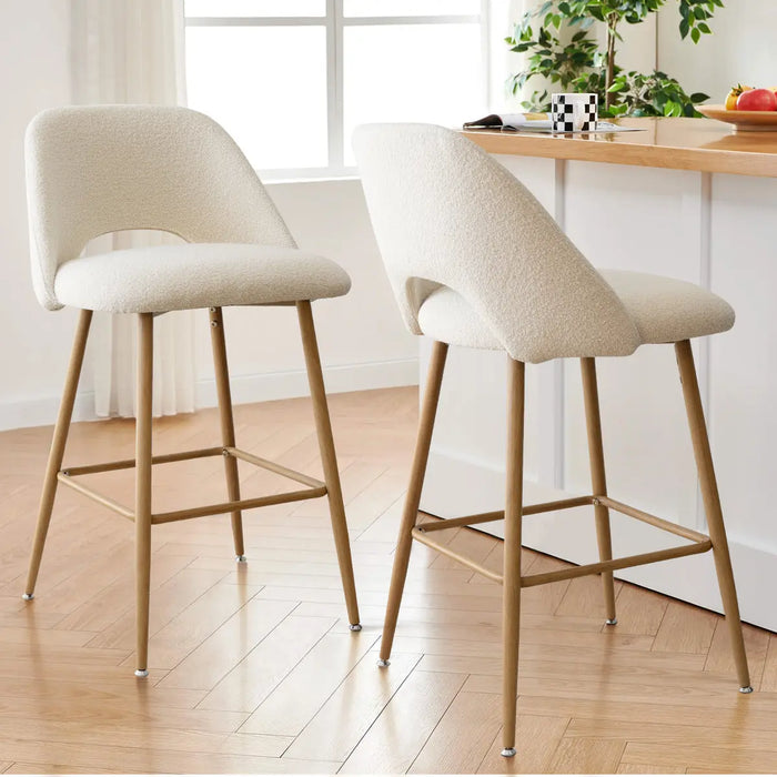 Boucle Upholstered Counter Stool