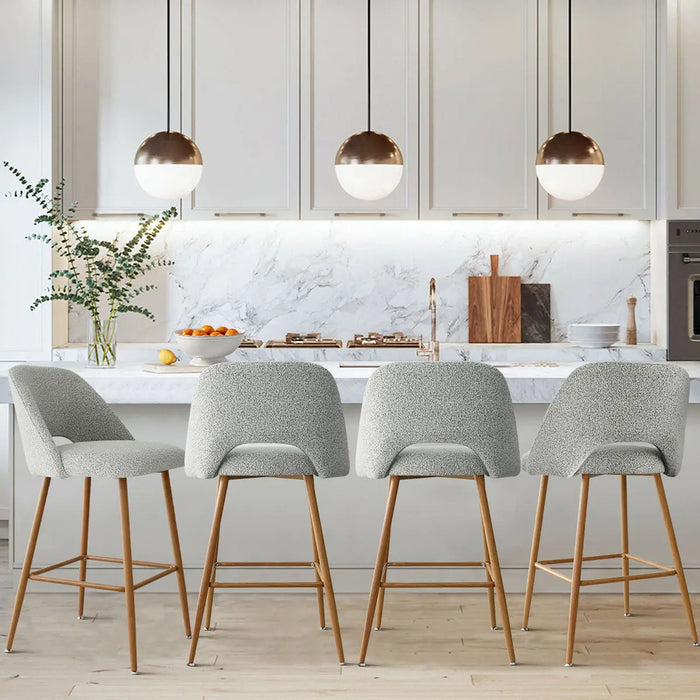 Boucle Upholstered Counter Stool