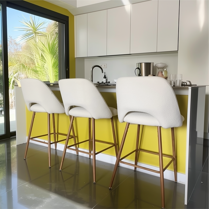 Boucle Upholstered Counter Stool