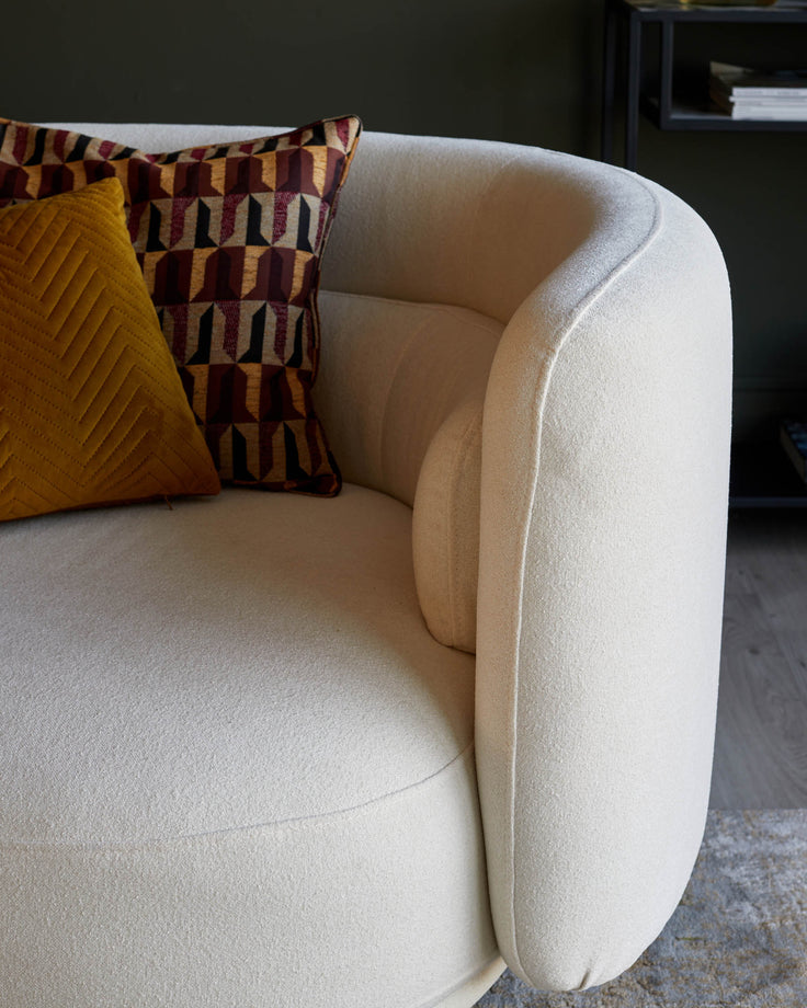 Ivory Boucle Swivel Love Seat
