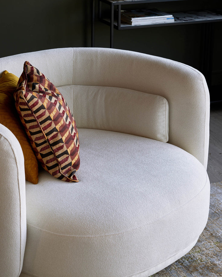 Ivory Boucle Swivel Love Seat