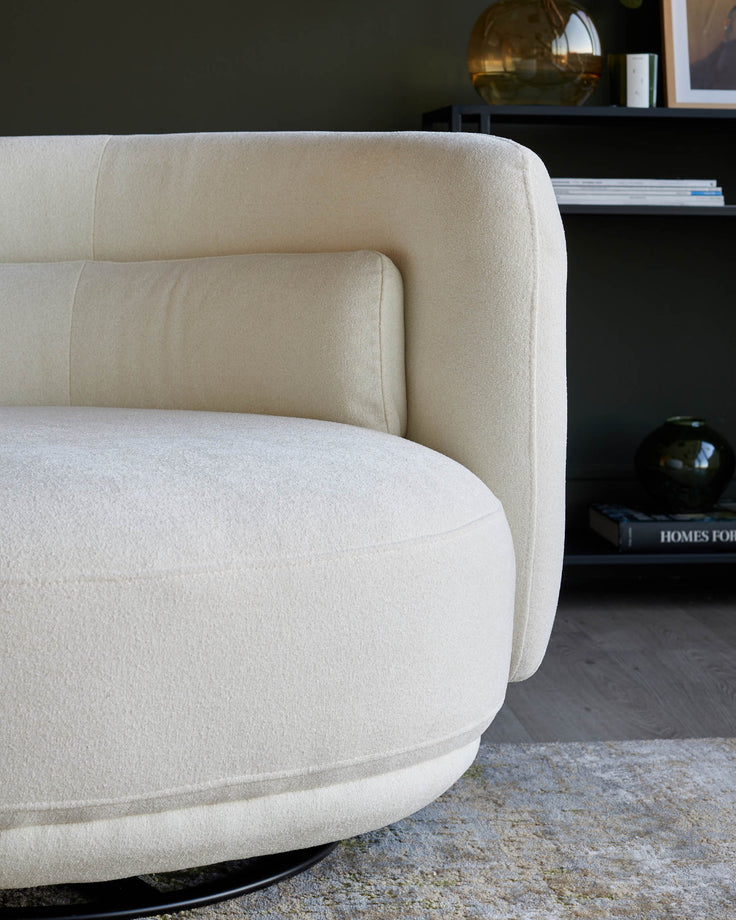 Ivory Boucle Swivel Love Seat