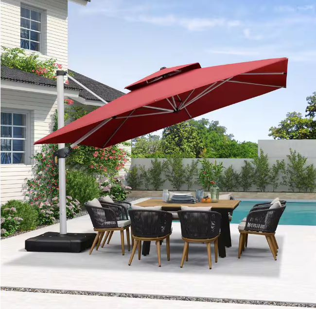 Square High-Quality Aluminum Cantilever Outdoor Patio Umbrella