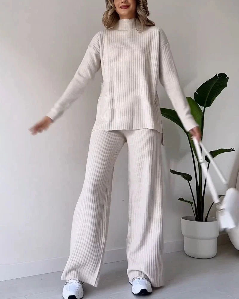 Chic Slit Casual Knit Duo Set