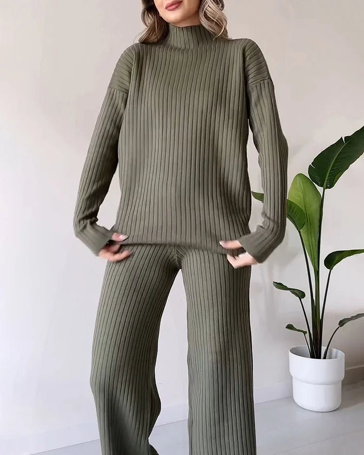 Chic Slit Casual Knit Duo Set