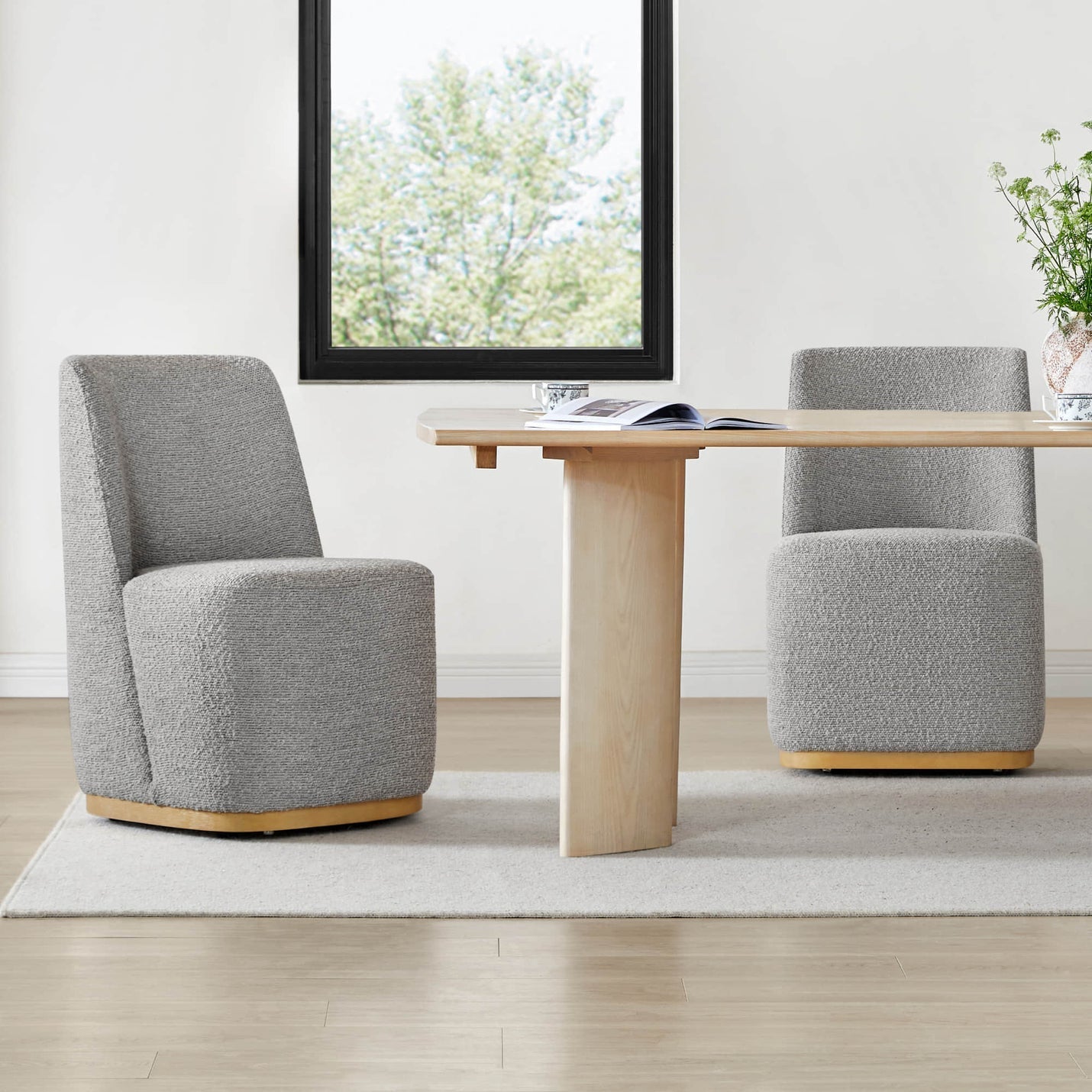 Lilibet Wingback Rolling Dining Chair With Casters