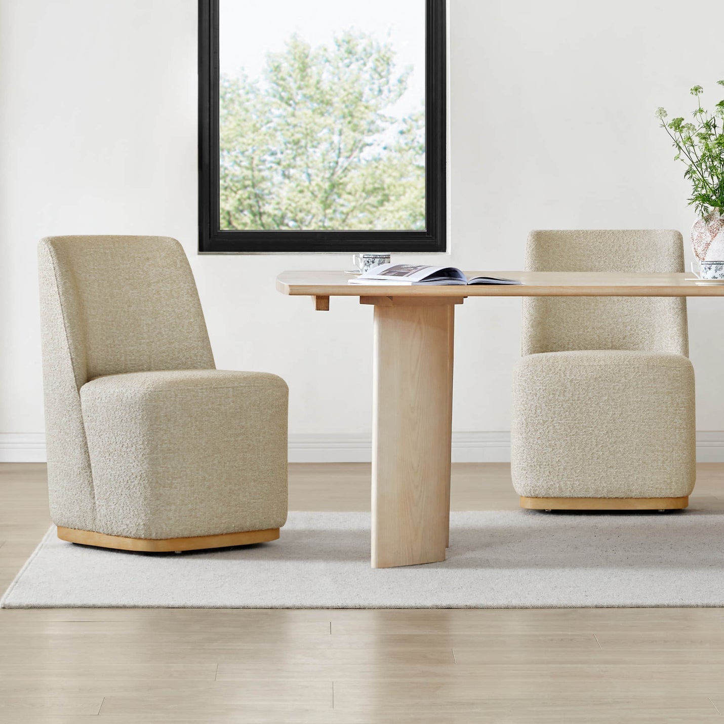 Lilibet Wingback Rolling Dining Chair With Casters