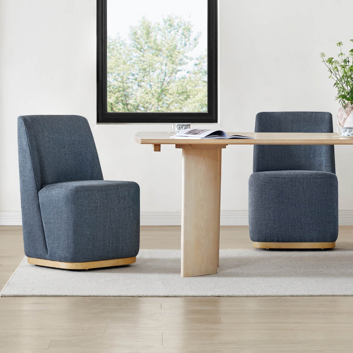 Lilibet Wingback Rolling Dining Chair With Casters
