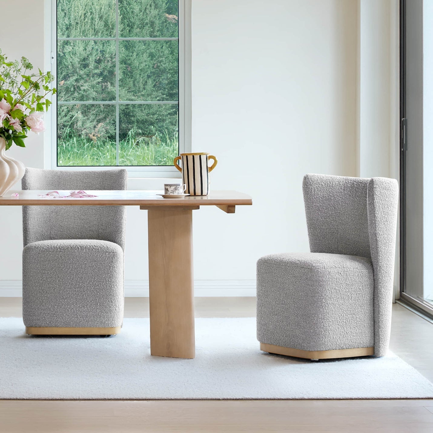 Lilibet Wingback Rolling Dining Chair With Casters