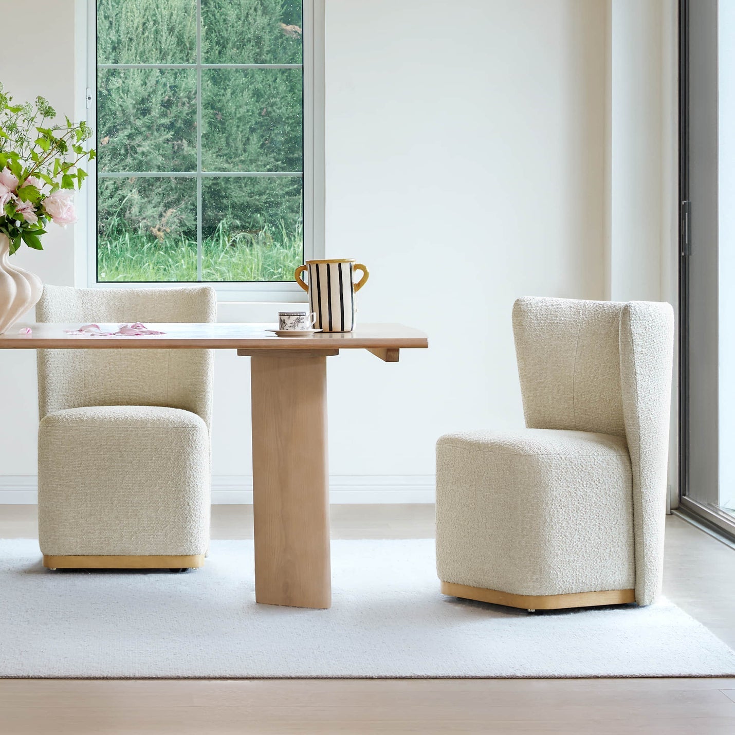 Lilibet Wingback Rolling Dining Chair With Casters