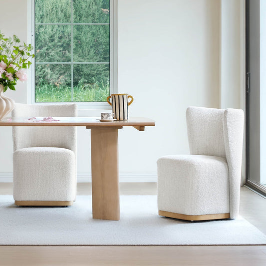 Lilibet Wingback Rolling Dining Chair With Casters