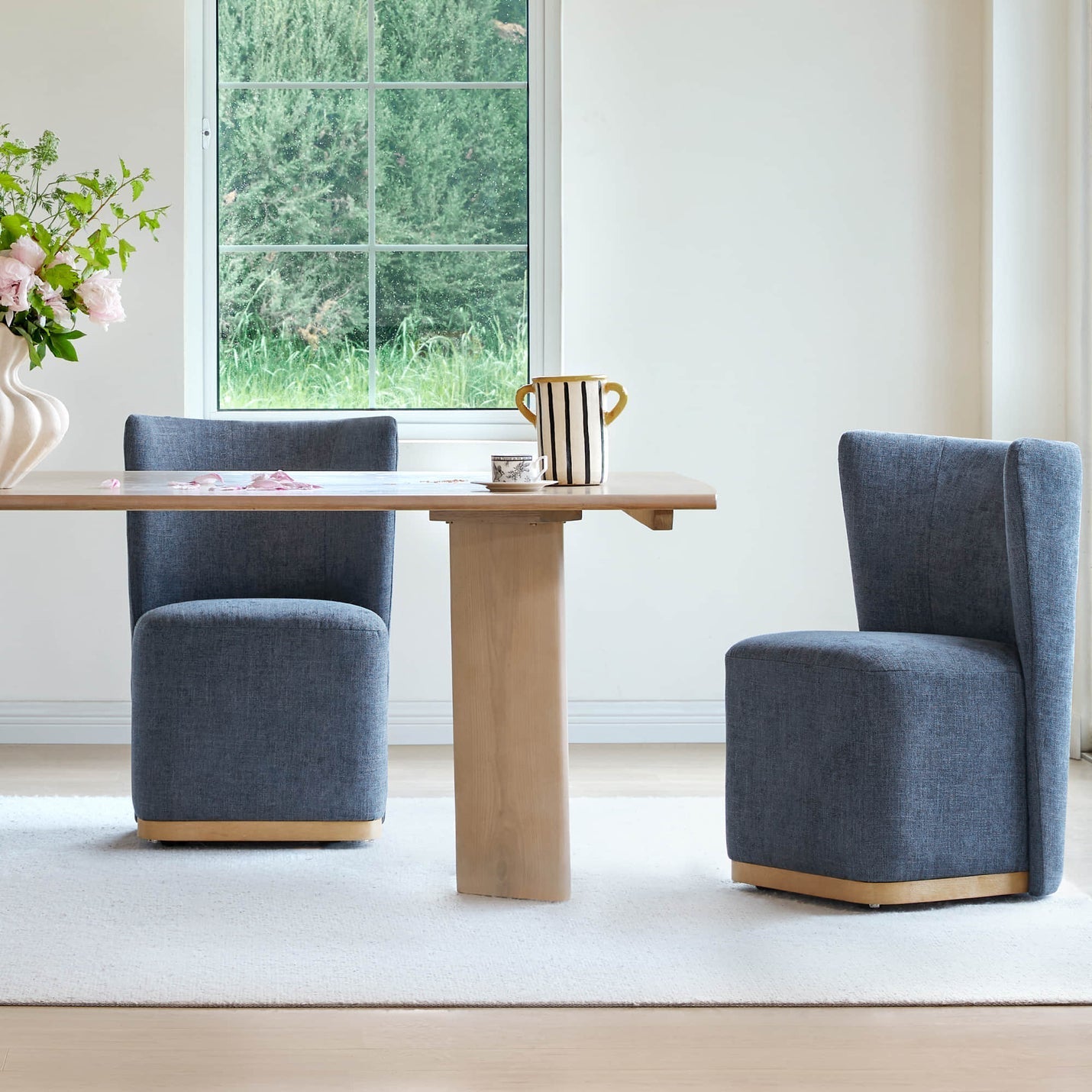 Lilibet Wingback Rolling Dining Chair With Casters