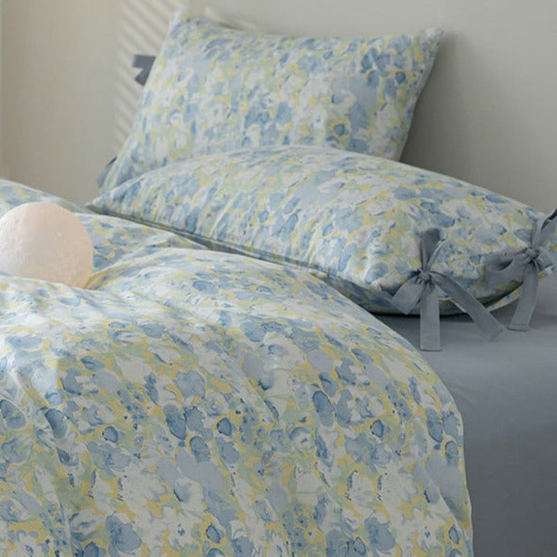 Cottage Ribbon Bow Tie Floral Bedding Set / Rust Pink