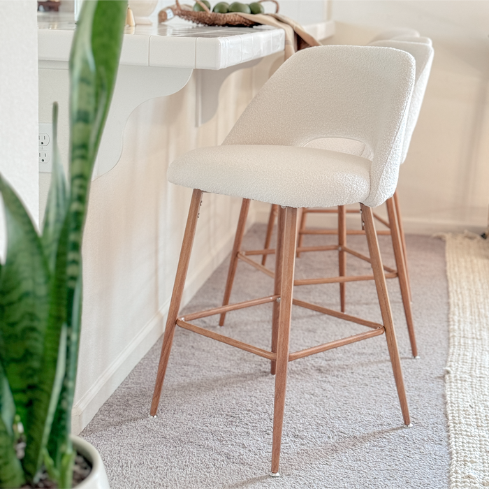 Boucle Upholstered Counter Stool
