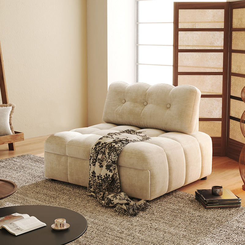 Teddy Fleece Lounge Sofa Bed – Cream White Pull-Out Sleeper for Small Spaces